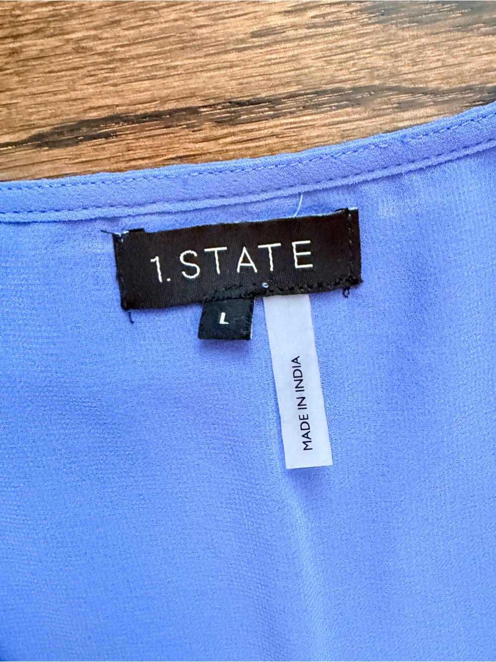 1. State (Nordstrom) Periwinkle V-Neck Flutter Sleeve Blouse - size large - Picture 3 of 5